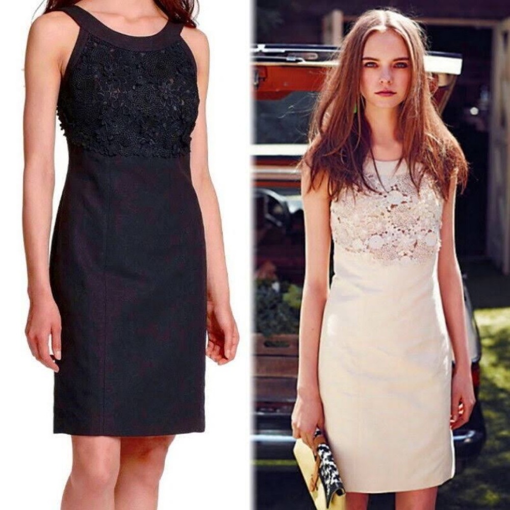 Anthropologie 9H15 STCL Black Floral Applique Dress